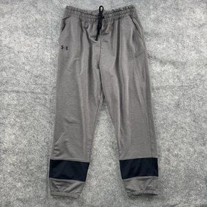 Under Armour Sweatpants Mens L Gray Black Banded Jogger Pull On Drawstring Loose
